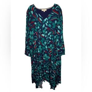 NWT - Long Sleeve Botanical Print Tiered Maxi Dress